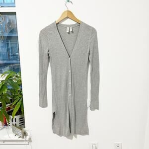 Anthropologie Meadow Rue Cali Ribbed Gray Duster Cardigan Sweater Size XS